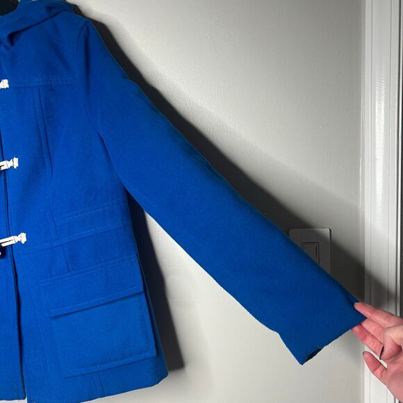 Old Navy Royal Blue Coat Women’s M Toggle Button Peacoat Hood Preppy Nautical - Picture 5 of 10